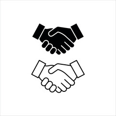 Obraz premium Handshake Icon Set – Business Agreement Symbol in Black and White Vector Style