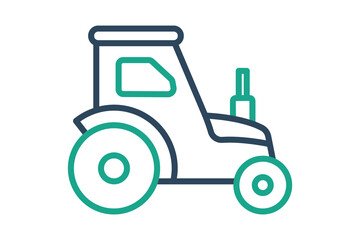 Tractor icon. line icon style. icon related to farming machinery. agriculture elements vector illustration