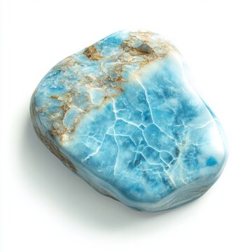 Larimar Mineral Stone White Background Photo