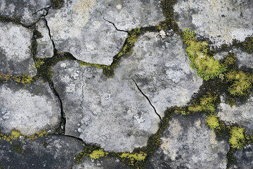 Green Moss Texture Growing on Grey Stone
