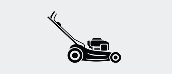 Lawn Mower Icon Black Silhouette Simple Design