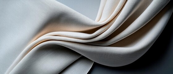 Close-up of a fabric with a smooth and elegant texture. the fabric appears to be a light beige color and has a subtle sheen.