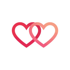 Intertwined Pink and Red Hearts Love Symbol