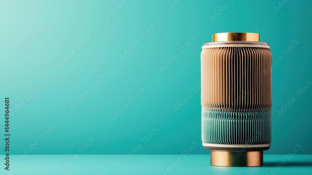 Aufkleber cylindrical object with a gold-colored top and a green-colored base. the object appears to be made o