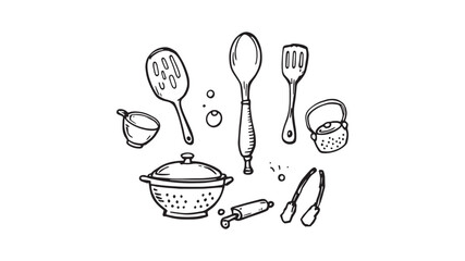 Measuring Spoon line art design with minimalist style and detail