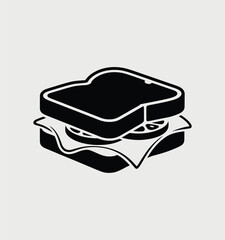 Simple Black and White Sandwich Icon Illustration