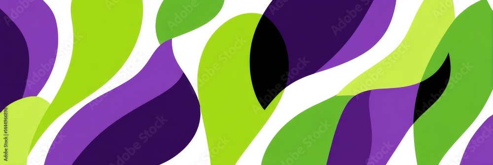 Poster abstract green purple wave pattern - modern abstract background with overlapping green and purple wa
