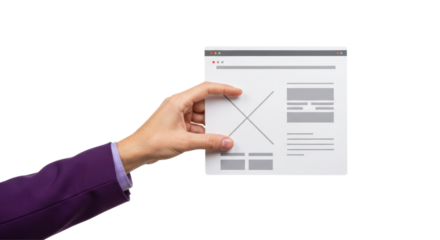 Isolated Hand Holding Website Wireframe