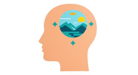 Isolated Head Silhouette with Landscape