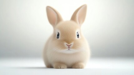 Adorable baby bunny, soft pastel beige fur,  sweet innocent expression