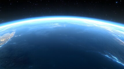 Fototapeta premium Stunning Earth From Space A Breathtaking View of Our Planet's Curvature and Ocean's Vastness