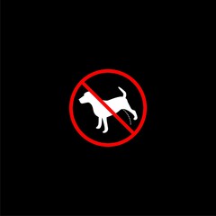 Warning forbidden sign no dog peeing icon isolated on black background.