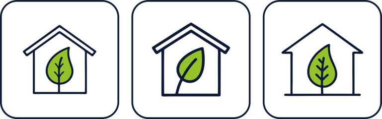 Eco-Friendly House Green Home Vector Icons Set