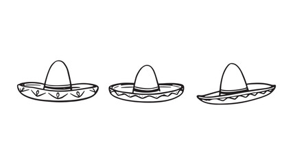 Mexican sombrero line art illustration showcasing cultural traditional headwear