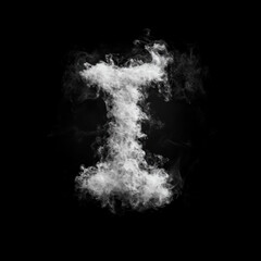 Fototapeta premium Curling Smoke Letter I Overlay - Elegant Smoke Text Effect for Mystical Designs. Perfect for Dark, Gothic and Fantasy Projects.