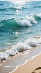 Fototapeta premium Waves crashing onto a sandy beach