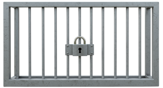 Isolated Jail Cell with Padlock
