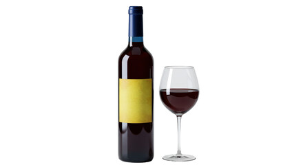 Isolated Wine Bottle with Glass