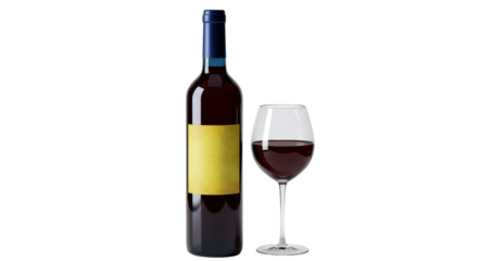 Isolated Wine Bottle with Glass