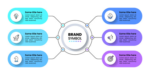 Infographic template. Circle with 6 connecting steps