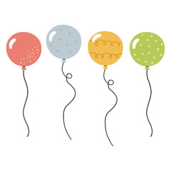 Birthday balloons set. Birthday party. Invitation, sticker, greeting card © ElenaVector44