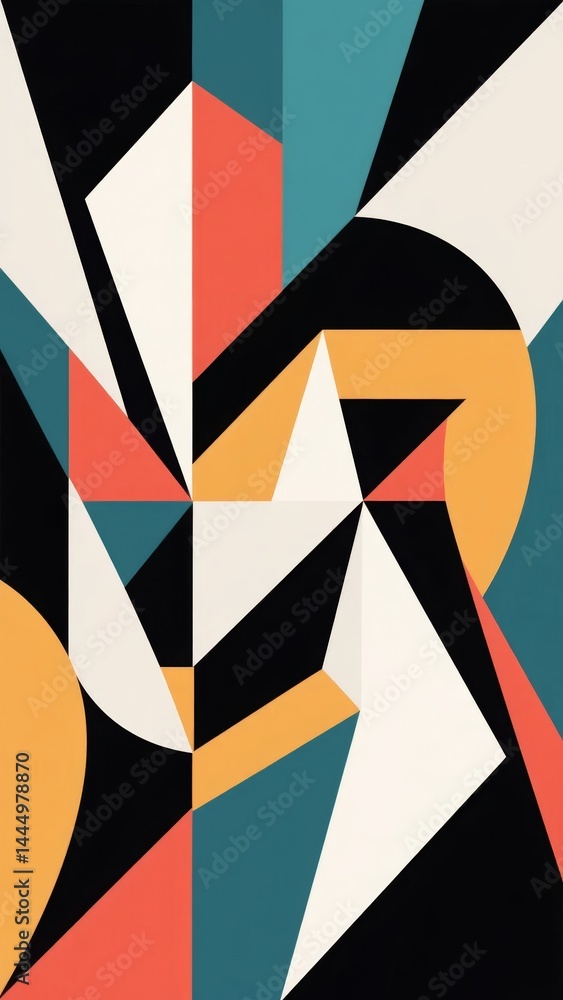 Poster abstract geometric pattern with triangles and rectangles
