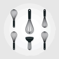 Collection of Various Whisk Sizes and Styles for Baking