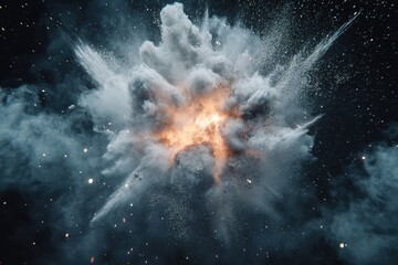 Ethereal Cloud of Dust & Golden Light Particles Expanding on Dark Background Design