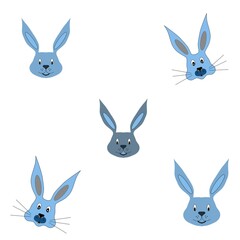 set of rabbits, cartoon fabric