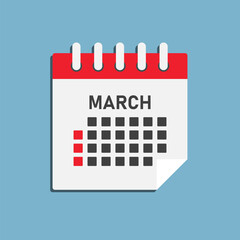 Vector template icon page calendar, month March