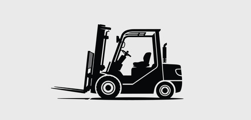 Black Silhouette of a Modern Forklift Truck