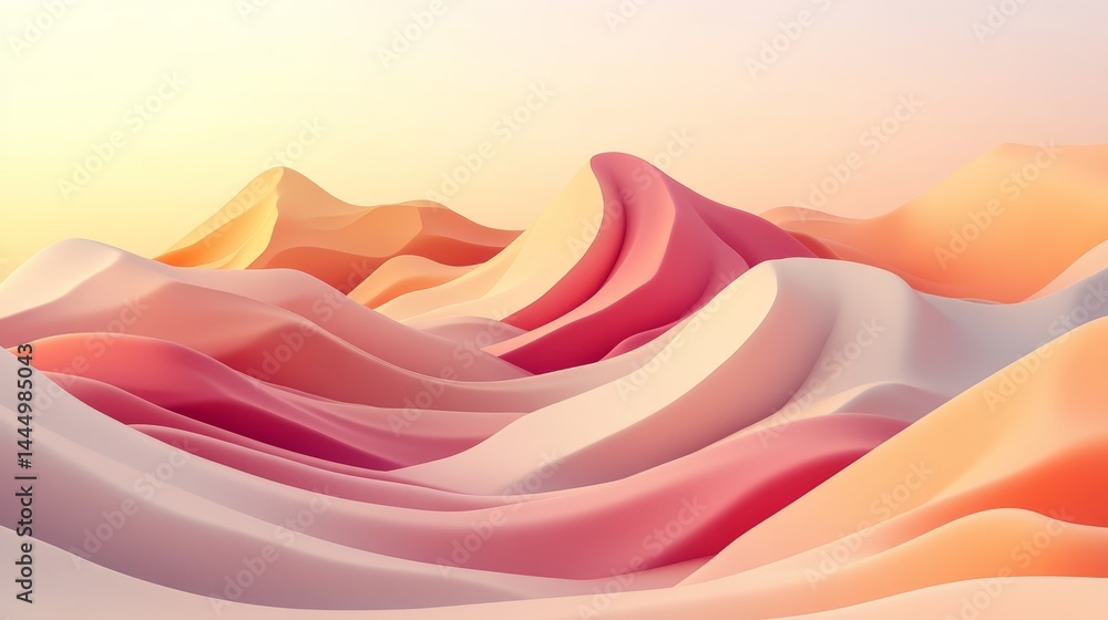 Poster abstract background with fluid, dynamic waves of layered paper in warm red and pink tones