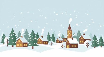 Fototapeta premium Winter Village Scene vector background 