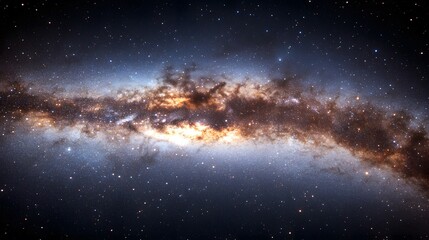 Naklejka premium Majestic cosmic view of a stunning galaxy filled with brilliant stars and nebulae a breathtaking celestial panorama