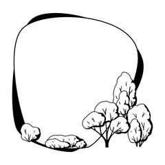 Background with trees. Spring or summer stylized plants.