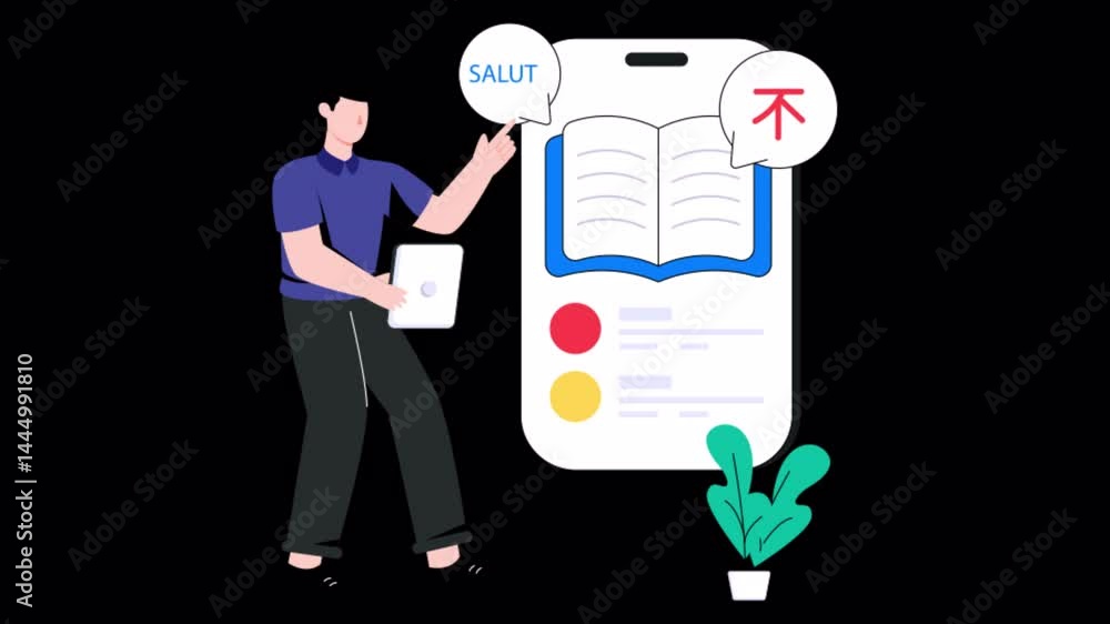 Poster online dictionary motion graphic rendering with transparent alpha channel and 4k resolution
