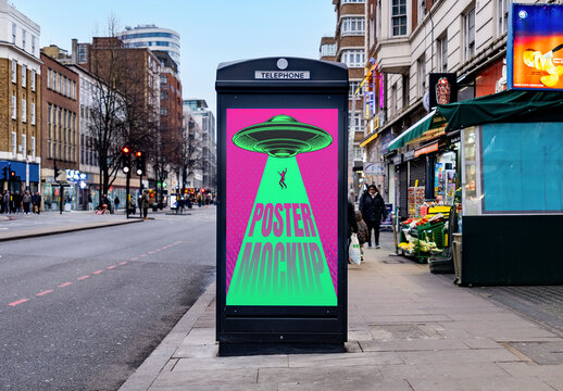 Poster on Public Phone Mockup