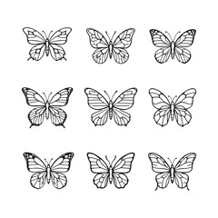 Minimalist butterfly flying with graceful smooth lines