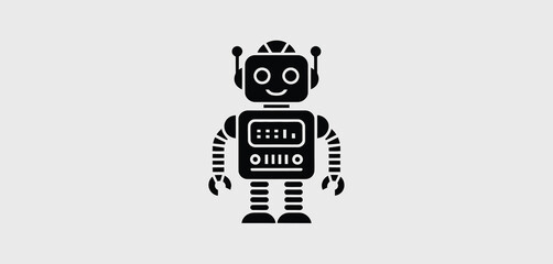 Friendly Retro Robot Character Design Illustration