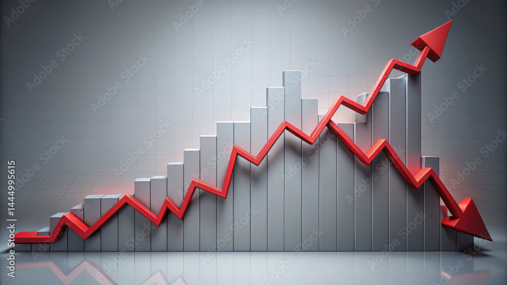 Poster increasing bar graph with red line trend