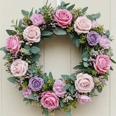 pink roses on a wooden background