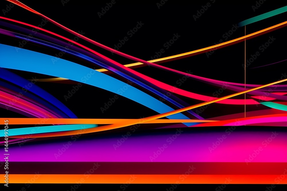 Aufkleber abstract artwork featuring vibrant, multicolored pixelated lines on a black background. the lines ar