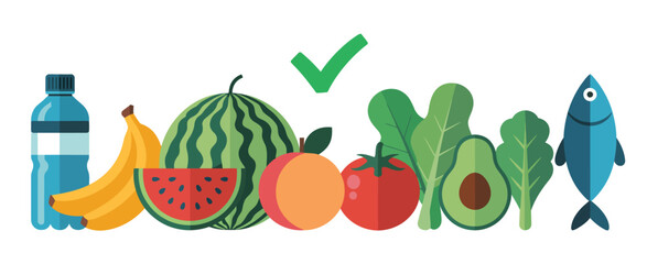 Healthy Eating Habits with Fruits Vegetables and Fish