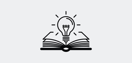 Open Book with Lightbulb Idea Icon Design