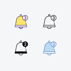 Notification Bell icons set in different style vector stock illustration