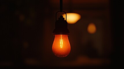 A Glowing Light Bulb Hanging From A Dark Overhead Fixture
