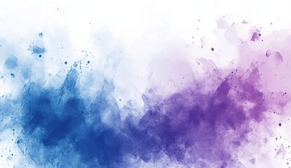 Obraz premium Abstract watercolor blend of blue and purple hues on white background