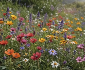 Close-up of diverse wildflowers in full bloom ,  flora,  image,  nature