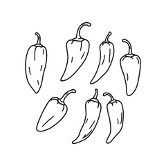 Minimalist line art drawing of habanero chili pepper