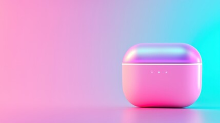 Minimalist Design of a Futuristic Wireless Earbud Case with Soft Gradient Background